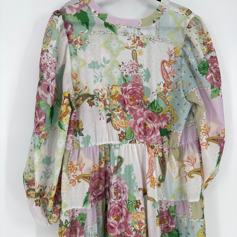 Eloquii Floral Patchwork Paisley Belted Maxi Dress Boho Botanical Women's 18 - Picture 4 of 7